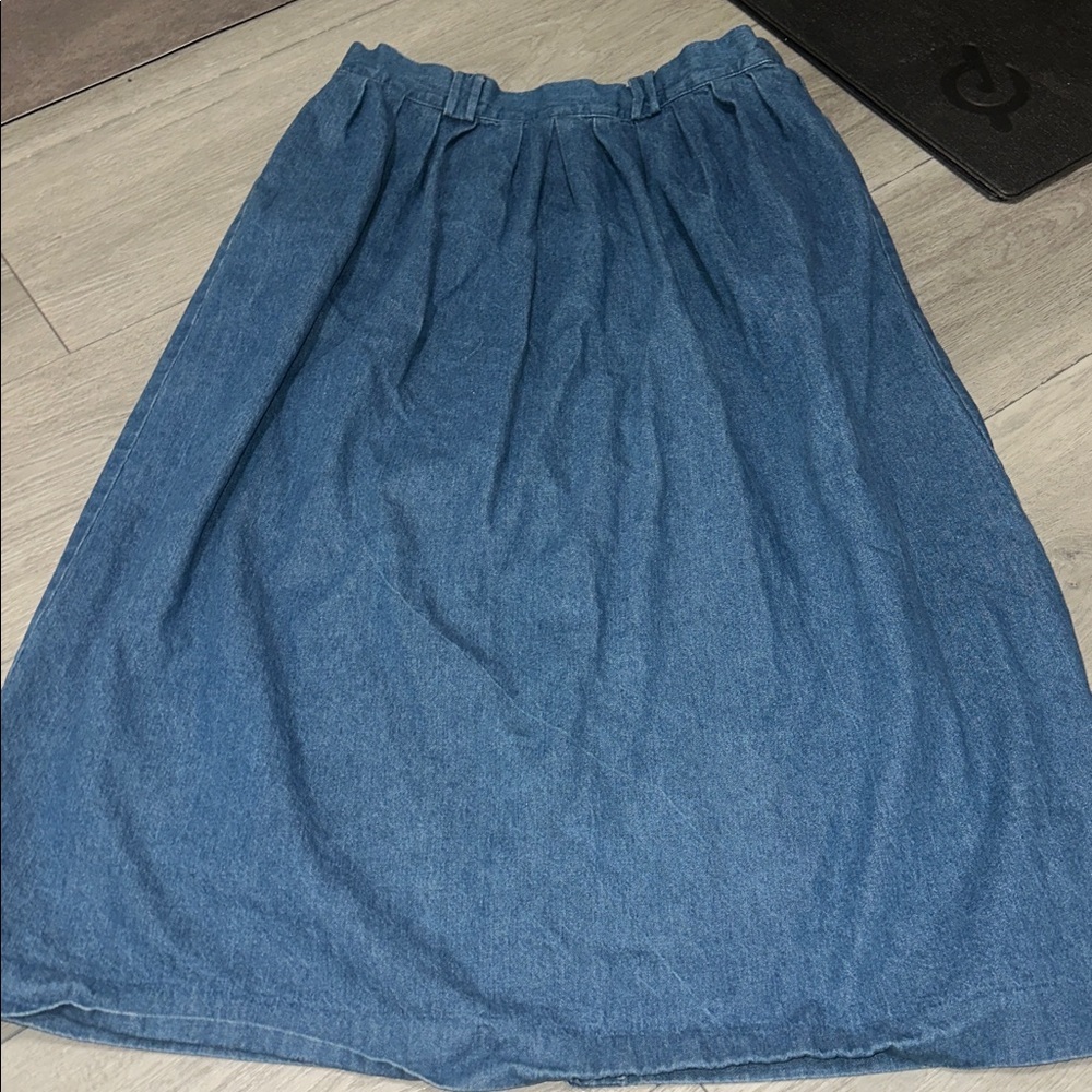 Vintage L.L. bean Classic Blue Denim Button-Front Women's Skirt - Picture 7 of 7